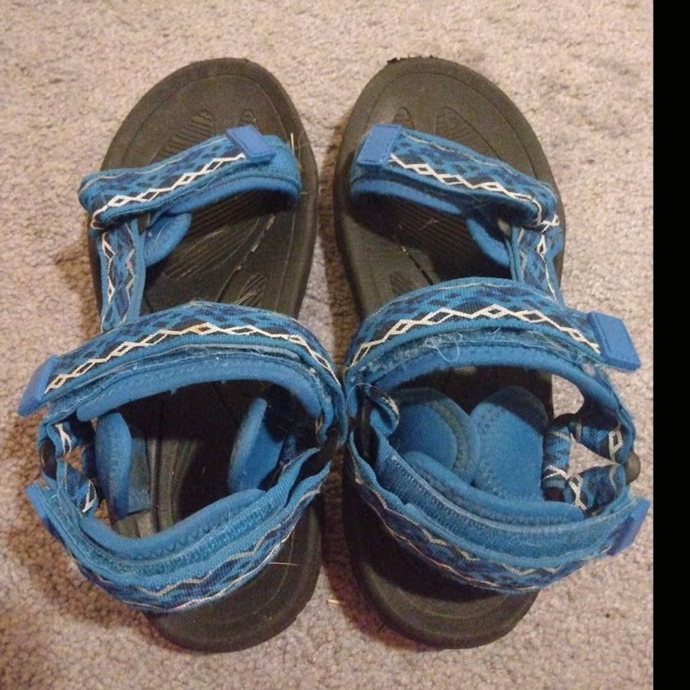 Blue, White And Black Women's Equick Sandals Women's Shoe Size 7
